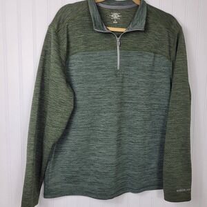 G.H. Bass & Co  Men's Textured Long Sleeved Pullover 1/4 Zip Green  SZ  L